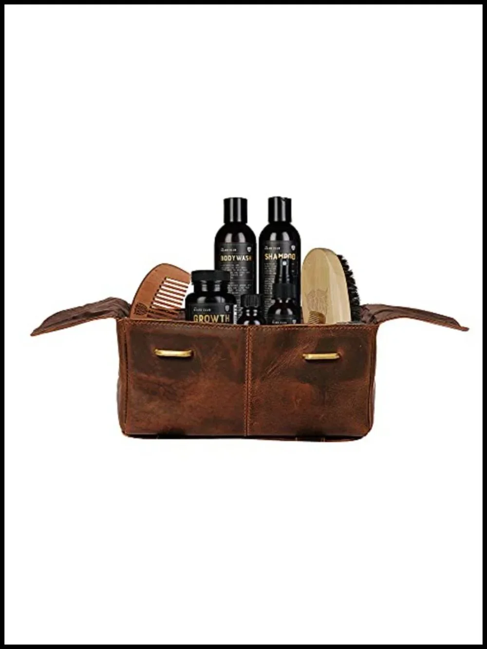 Genuine Leather Toiletry Bag Vintage Dopp Kit Travel Cosmetic Organizer
